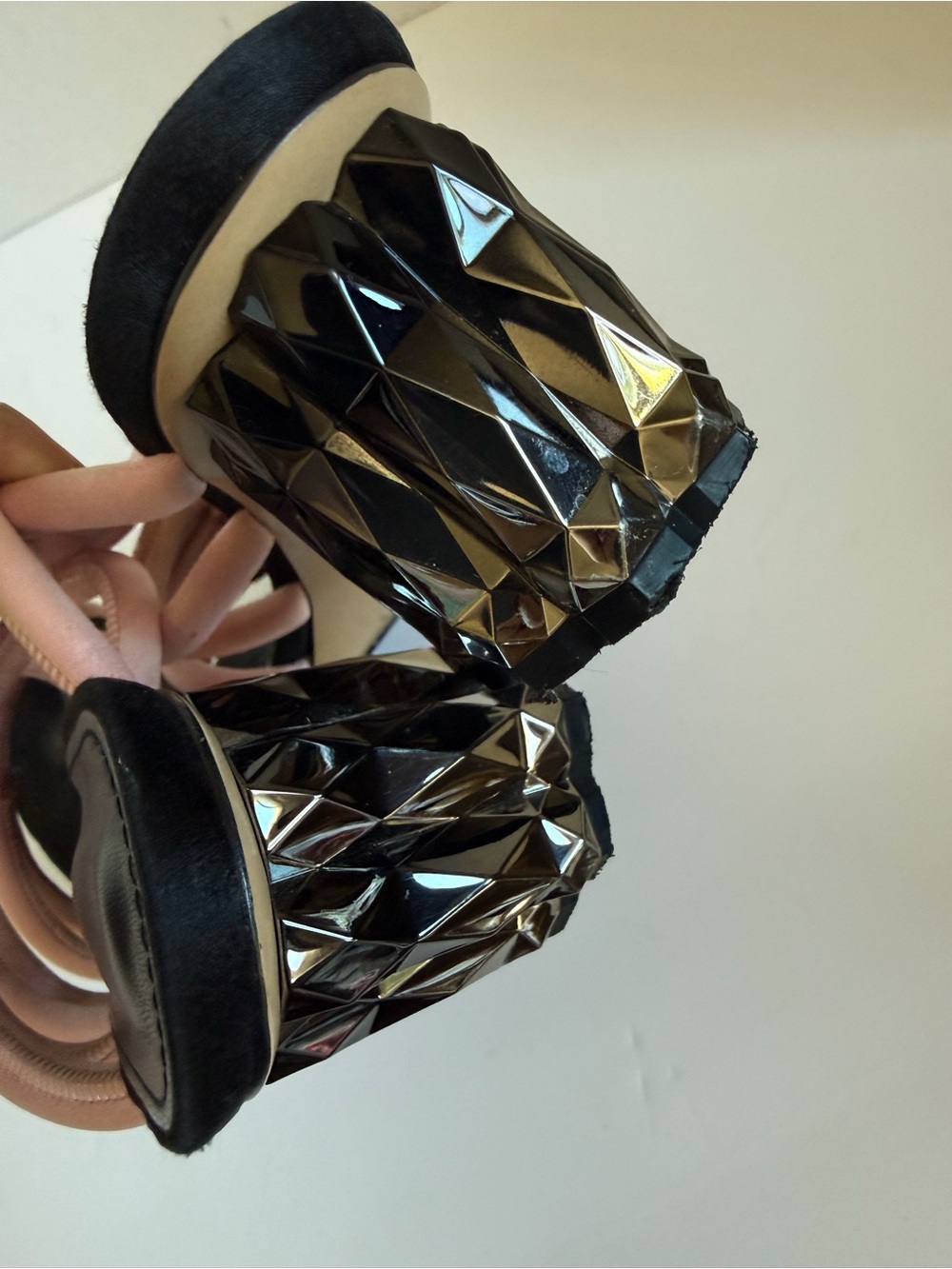 Salvatore Ferragamo Pink Multi-Strap Sculpted-Heel Sandals - Picture 5 of 7